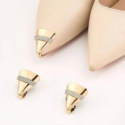 Women High Heel Metal Toe Cap Wear and Tear Concealer Anti-kicking Leather Shoes Point Protector Flat Shoe Tips Cap Accessorices - Smarsty