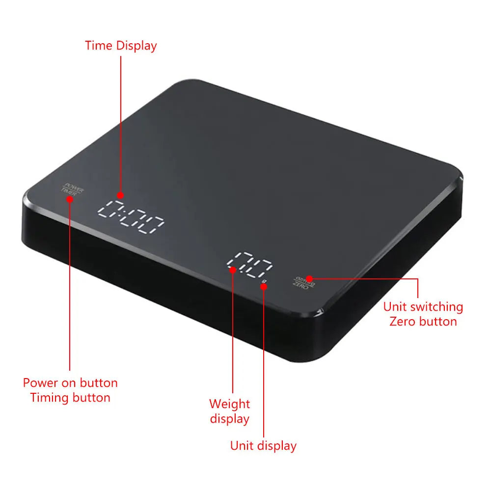 Digital Coffee Scale with Timer and LED Display - Smarsty