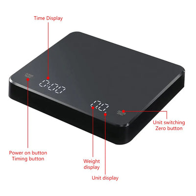 Digital Coffee Scale with Timer and LED Display - Smarsty