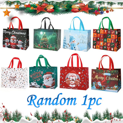 1-16PCS Large Christmas Gift Bags, Christmas Tote Bags with Handles(32.5x25*17cm), Multifunctional Christmas Bags for Gifts