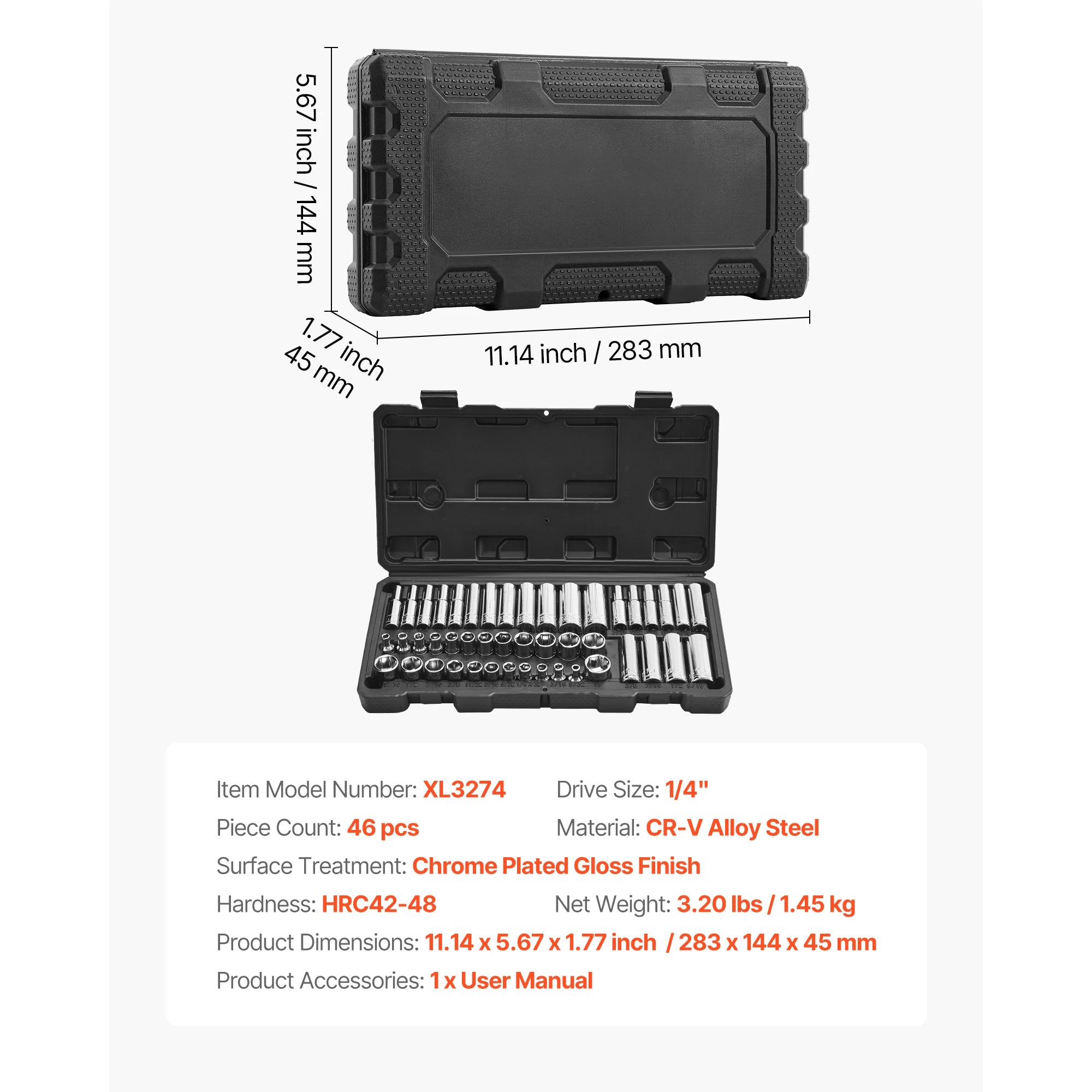 SucceBuy Socket Set 86 Pieces 3/8 1/4 1/2in Drive Socket and Ratchet Set SAE Metric Mechanic Tool Kit with Ratchet Wrench