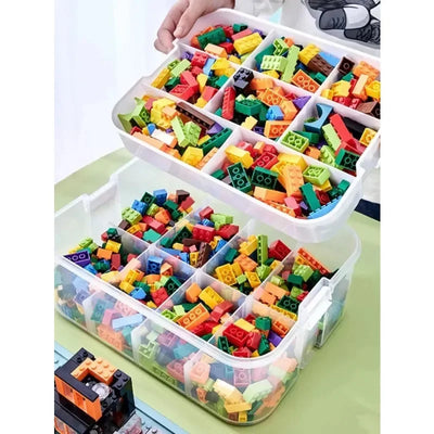 1/2/3 Layers Kids Building Block Storage Box Adjustable Sundries Container Classified Small Storage Container Toy Organizer Box - Smarsty