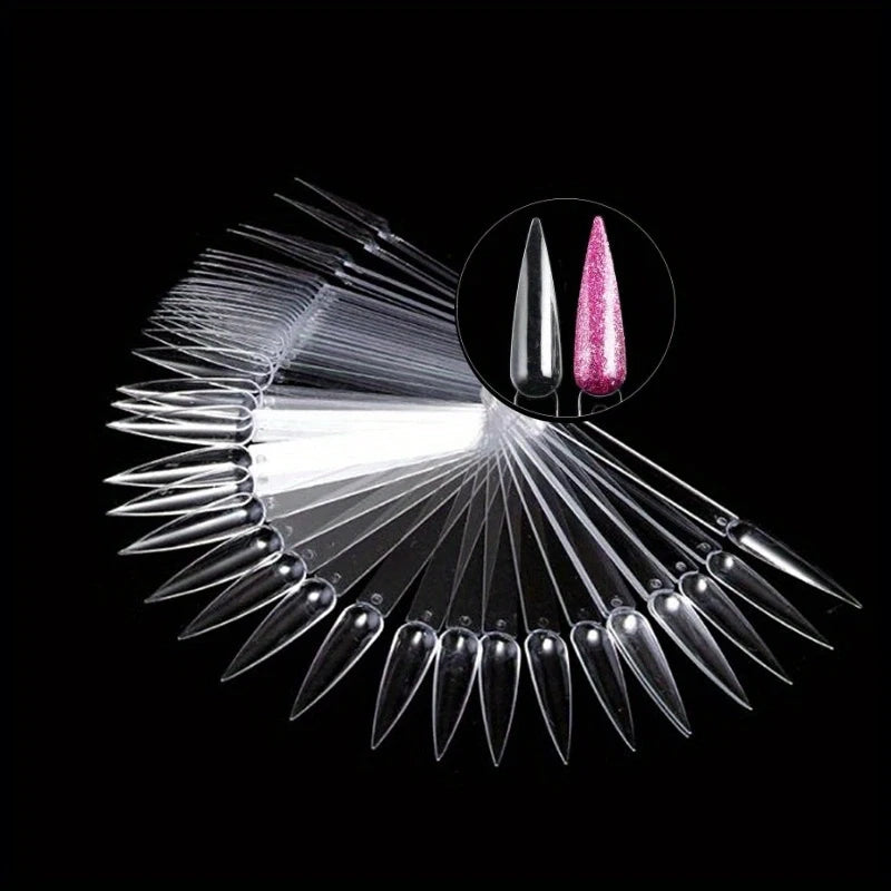 50Pcs Clear Nail Sample Sticks for Art Practice - Smarsty