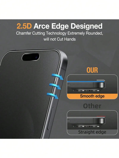 3 Pcs Matte Anti-Peeping Tempered Glass Screen Protector Compatible With IPhone 17 Pro Max/17 Pro/17 Air/17/16 Pro Max/16 Pro/16 - Smarsty