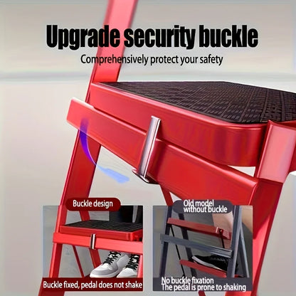 4-step ladder set: multifunctional foldable lightweight, wide-thick sturdy, safe handle + wide non-slip steps, for home/outdoor/