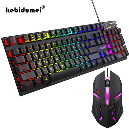 Backlit Mechanical Keyboard Gaming Set With Mouse Bundle
