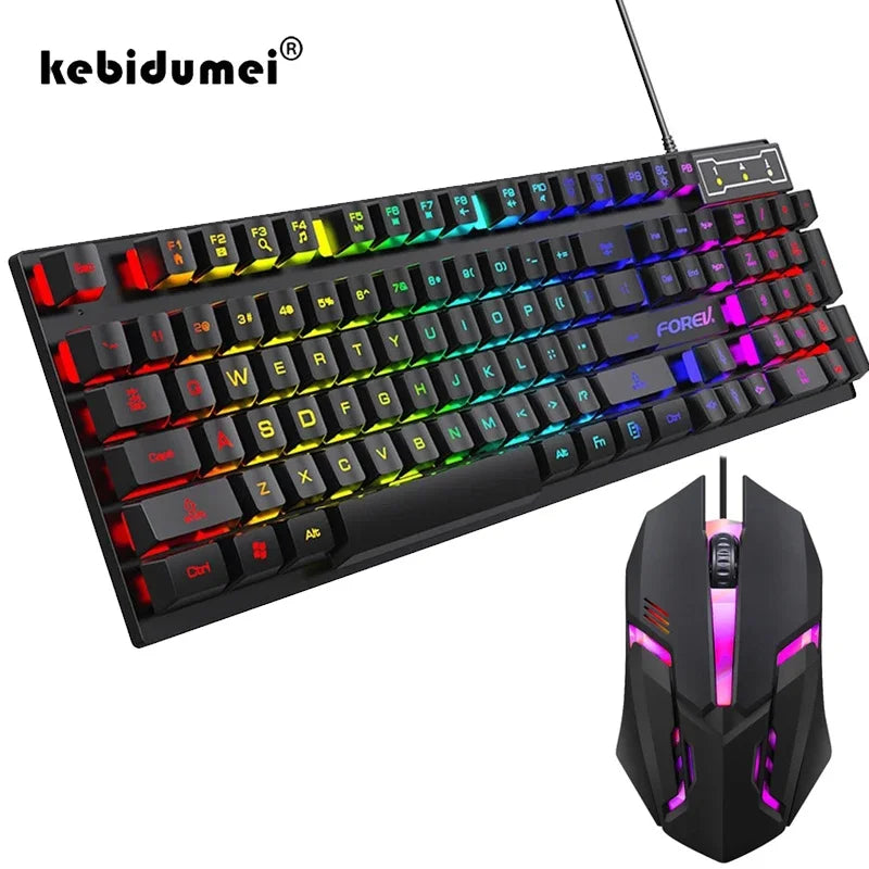 Backlit Mechanical Keyboard Gaming Set With Mouse Bundle