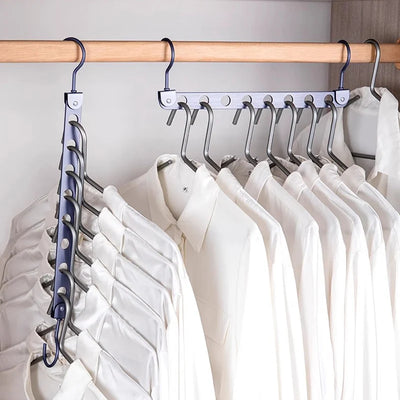 8 Holes Storage Rack for Clothes Hanger Organizer Foldable Rotatable Magic Metal Hangers Storage Rack Wardrobe Space Saver Hook by Smarsty