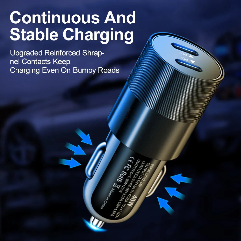 HeavyDuty USB Type C Car Charger PD Fast SixtyFiveW Output - Smarsty