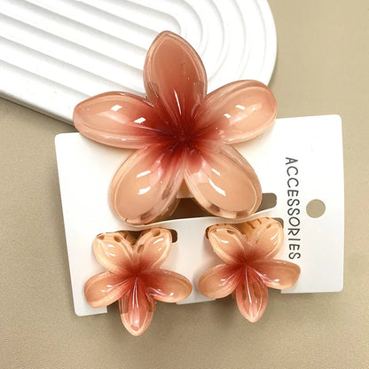 Bohemian Plumeria Hair Claw Clips Set Lightweight Beach - Smarsty