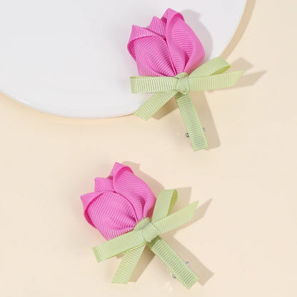 Pink Tulip Floral Hair Clips for Girls - Smarsty