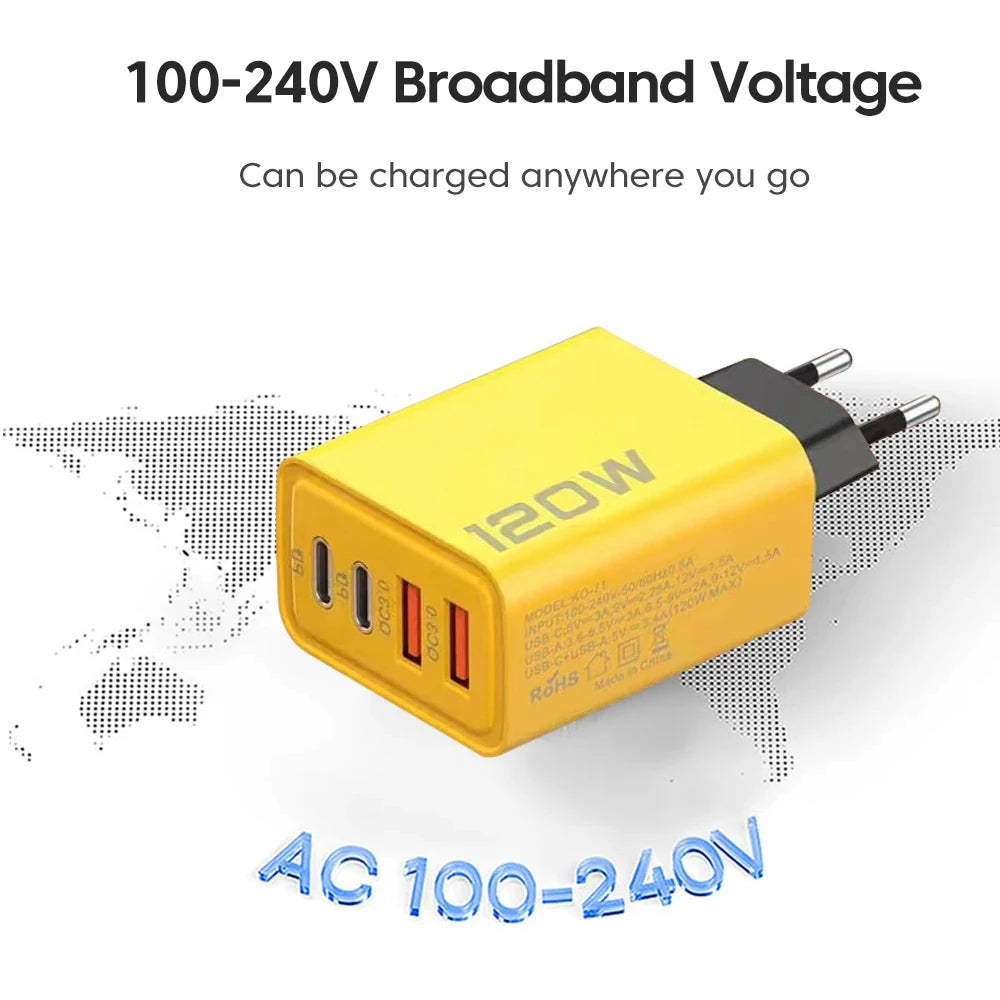High Power 120W PD USB C Wall Charger Fastest Charge - Smarsty