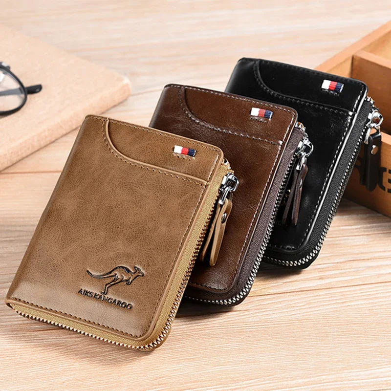 ANTI RFID Blocking Protection for Men High Quality Wallet Zipper Business Card Holder Purse Luxury Wallets Carteira Masculina - Smarsty