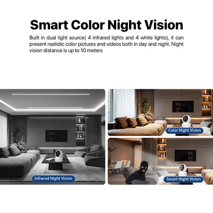 Vstarcam Indoor Security Camera for Home 360° Coverage Color Night Vision 2-Way Audio Motion Detection Customize Zone