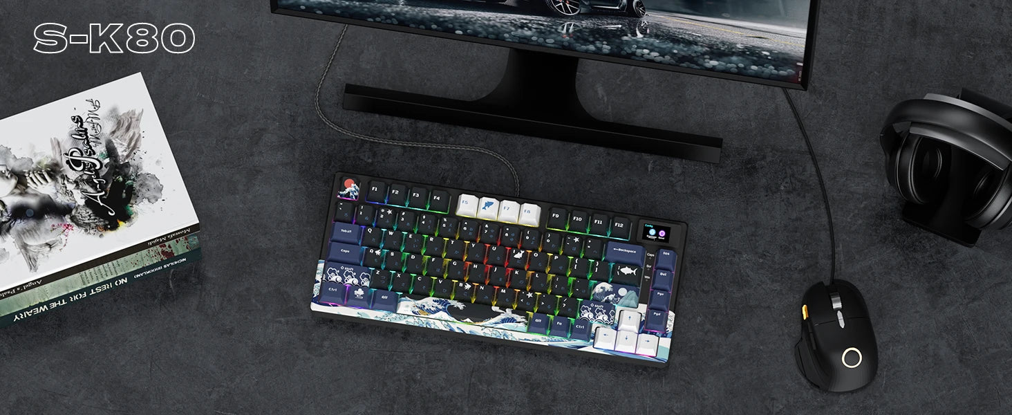 Wired Mechanical Keyboard With OLED Display Hot Swappable