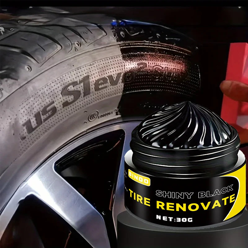 Black Shiny Tire wax - durable, long-lasting protection and repair for all kinds of tires - prevents cracks and whitens - Smarsty