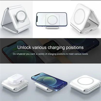 3 In 1 Wireless Charging Pad Foldable Desktop Charger - Smarsty