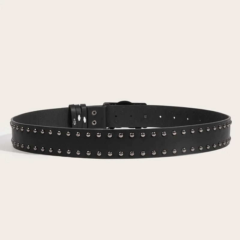Luxury Punk Goth Rivet Unisex Designer Belt Black - Smarsty