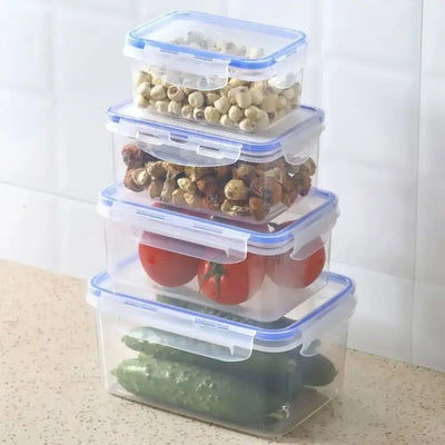 1Pc/4Pcs Refrigerator Storage Box Food Containers Plastic Fresh-Keeping Box with Lid Portable Storage Box Kitchen Organization by Smarsty