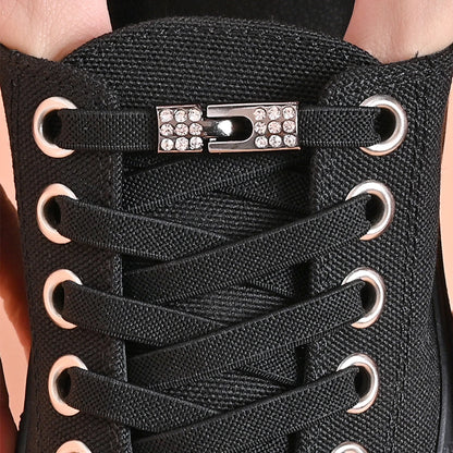 No Tie Shoe Laces Diamond Buckle Elastic Laces Shoelaces Sneaker Kids Adult Shoelace Suitable For Sports Casual Shoes Boots - Smarsty