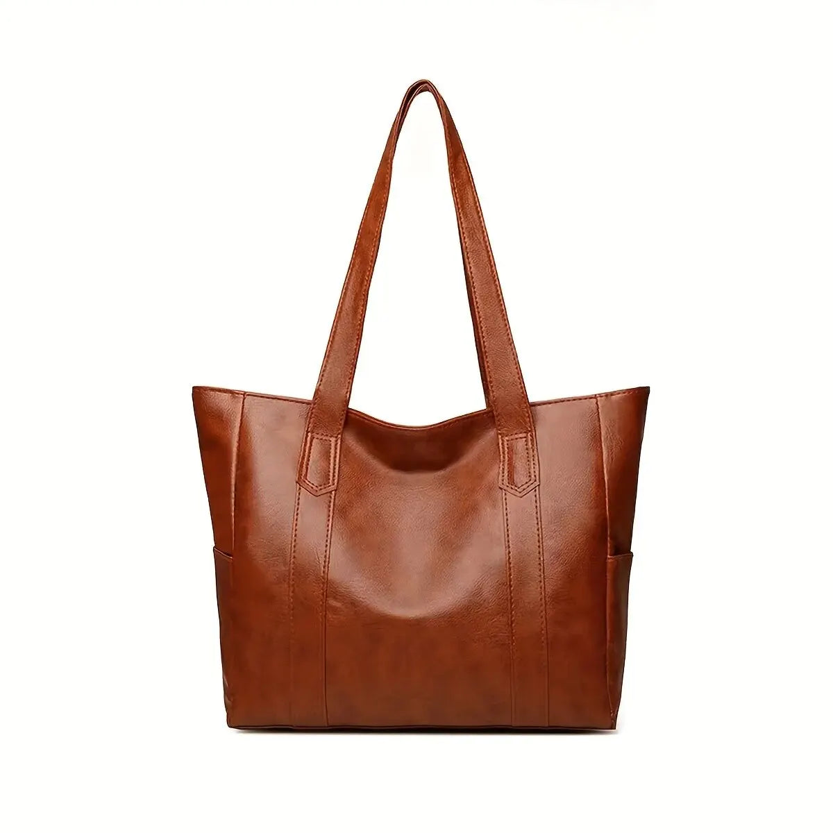 Vintage Large Capacity Tote Bag Vegan Leather For Commute - Smarsty