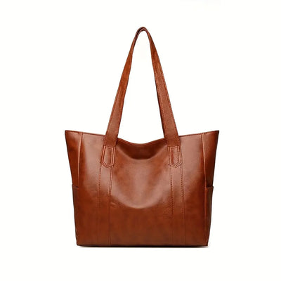 Vintage Large Capacity Tote Bag Vegan Leather For Commute - Smarsty