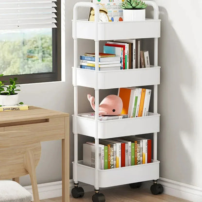 Bookshelf Storage Trolley Mobile Kitchen Organizer Cart With Wheels Multi-Layer Bathroom Shelves Household Snacks Storage Rack by Smarsty