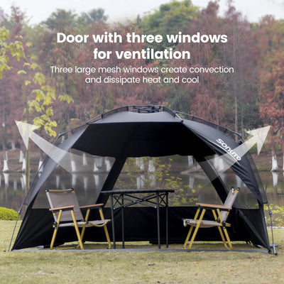 Sonuto Outdoor 3-4P One-Touch Camping Tent Quick Automatic Opening Beach Fishing Tent Family Travel Picnic Park Anti-UV Shade by Smarsty