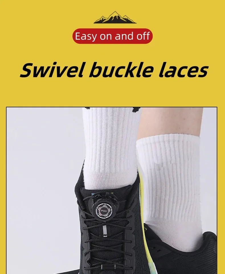 easy installation Automatic Shoelaces Without ties Black white Swivel Buckle Laces Thick Rope Sneakers Shoelace Shoe Accessories - Smarsty