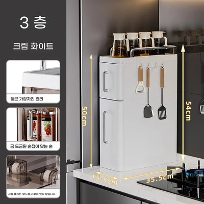 2/3 Layer Kitchen Spice Shelves Pull-Out Spice Organizer Shelf Household Multi-Functional Oil Salt Sauce and Vinegar Storage by Smarsty