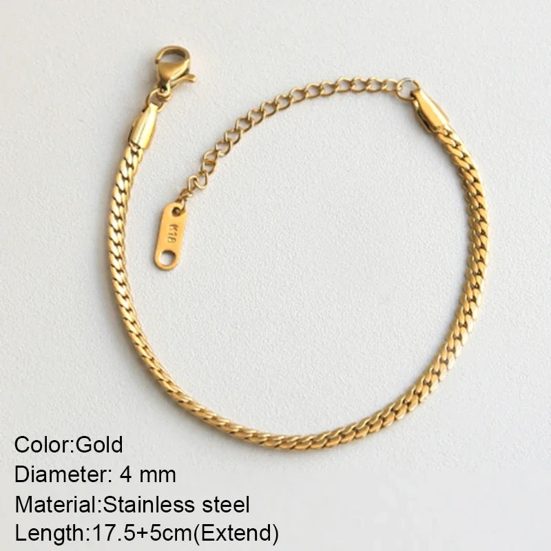 Gold Stainless Steel Twist Chain Bracelet for Women - Smarsty