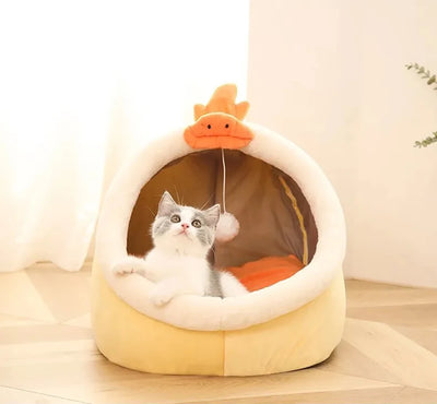 Deep Sleep Cat Bed Cartoon Pet Bed Foldable Removable Washable Pet Sleeping Bed for Small Dog Mat Bag Cave Cats Bed - Smarsty