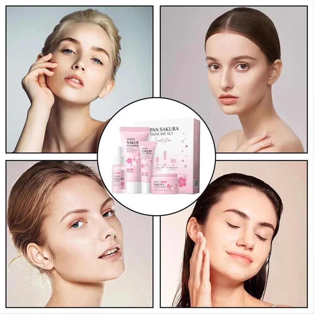 Sakura Skin Care Sets & Kits With Cleanser,Serum,Eye Cream,essence Cream Beauty Products For Women Gift Sets Routine Travel Kit - Smarsty