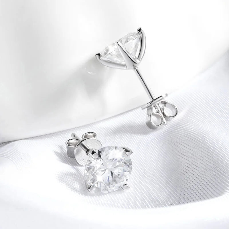 GRA Certified Moissanite Stud Earrings Sterling Silver - Smarsty