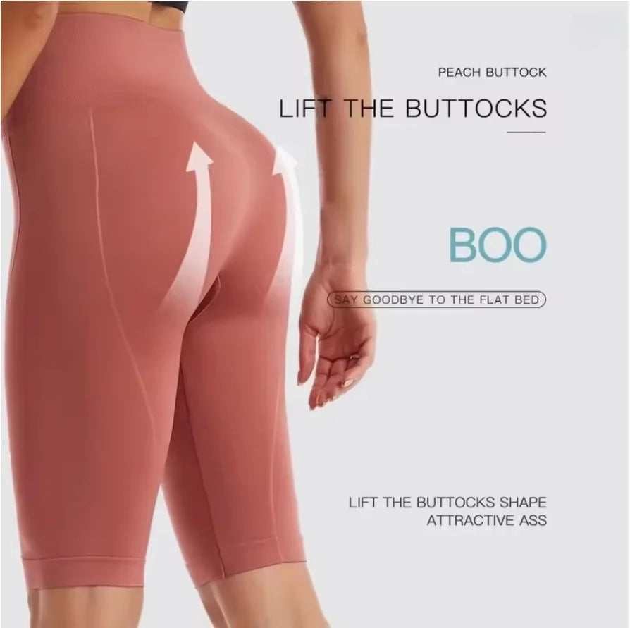 High Waist Sports Biker Shorts Women Naked Feeling Workout Push Up Leggings Tummy Control Yoga Running Fitness Gym Slim Pants - Smarsty