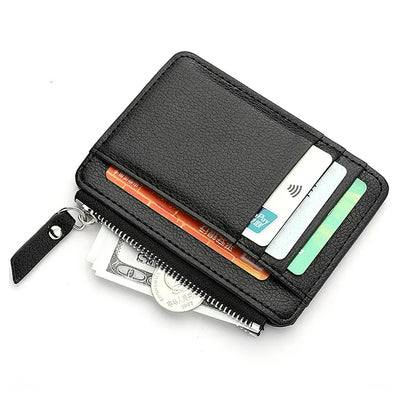 Mini Credit Card Wallet Id Card Holder Men's Small Wallet Thin Sleeve Zipper Short Coin Wallet - Smarsty
