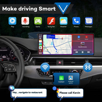 Wireless CarPlay Receiver With 10 Inch Touchscreen - Smarsty