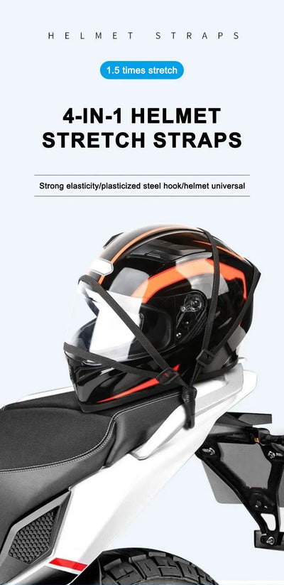 SEAMETAL Motorcycle Back Seat Helmet Strips Elastic Rope Motorcycle Helmet Fixed Strap Adjustment Fix Rope Goods Strap 60cm/90cm - Smarsty
