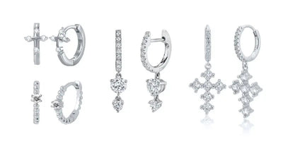925 Sterling Silver Hoop Earrings White Crystal Luxury - Smarsty