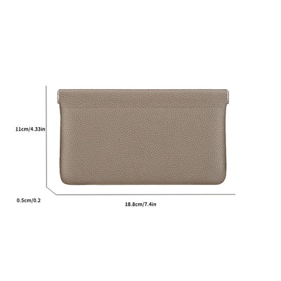 Self-closing first-layer genuine cowhide long wallet passport driver's license document holder data cable cosmetic bag storage - Smarsty
