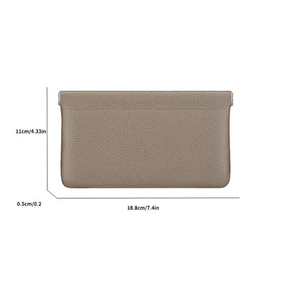 Self-closing first-layer genuine cowhide long wallet passport driver's license document holder data cable cosmetic bag storage