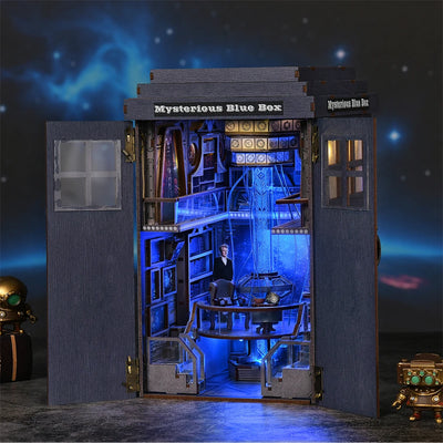 Book Nook Kit Mysterious Telephone Booth DIY Wooden Puzzle Handmade Bookshelf Dollhouse Model Bookend Building Home Decoration - Smarsty