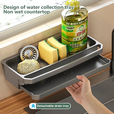 Kitchen Shelf Sponge Holder Sink Organizer Drain Rack Self-draining Dishcloth Faucet Storage Soap Drainer Kitchen Accessories by Smarsty