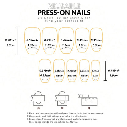 Stiletto Press On Nails Set with Black Silver Bowknot - Smarsty