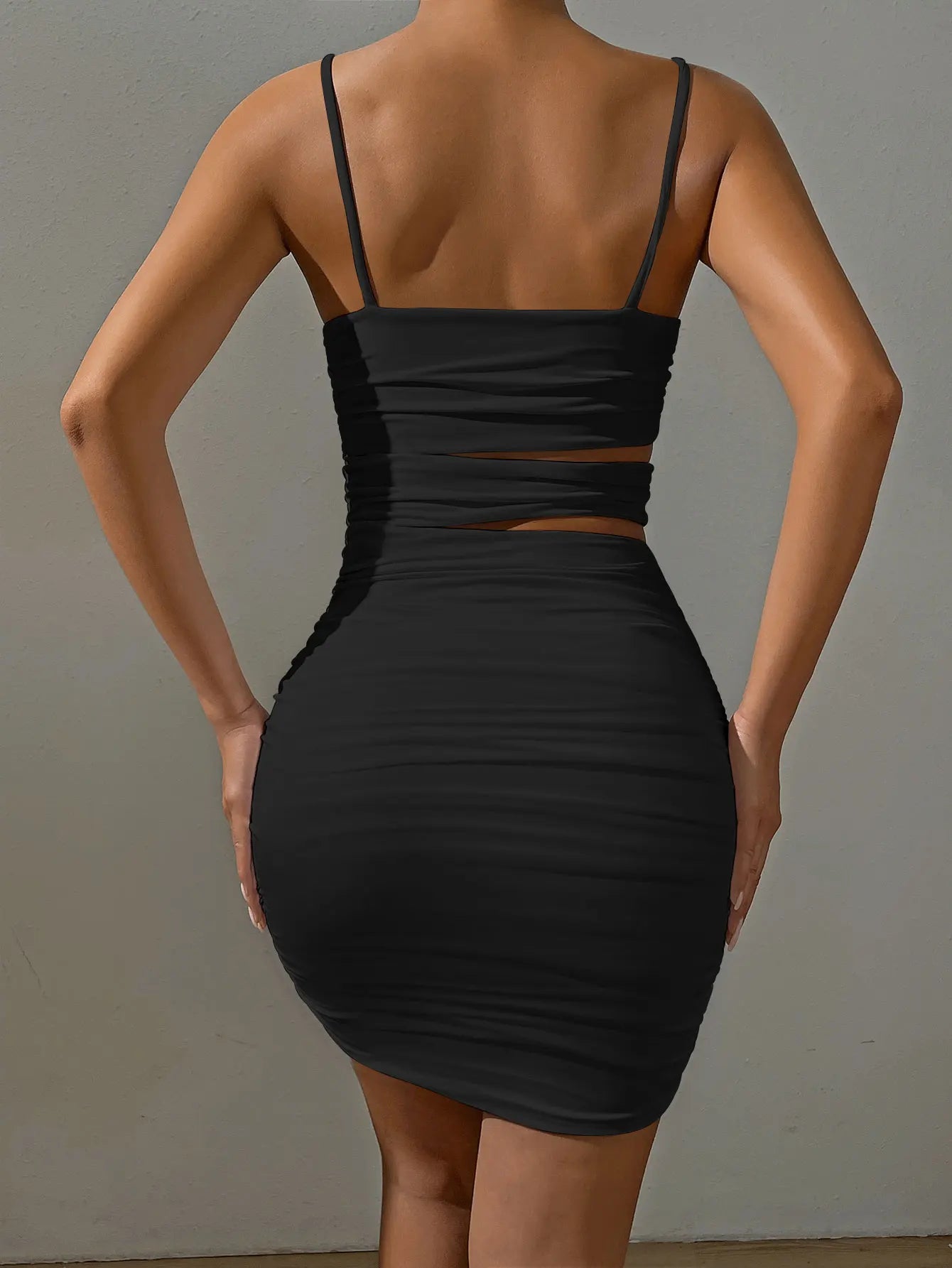 Women Sexy Spaghetti Strap Bodycon Mini Dress White Backless Party Evening Outfit Nightclub Vestidos - Smarsty