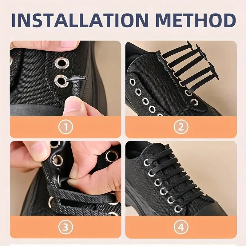 New 16Pcs Elastic Shoe Laces All Sneakers Silicone Stretch Shoelaces Unisex Fashion No Tie Shoelace Rubber Band Shoelaces - Smarsty