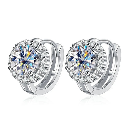 Moissanite Hoop Earrings Sterling Silver Bridal Sparkle - Smarsty