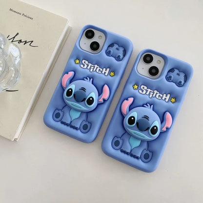Cute Stitch iPhone Case With Silicone Grip Holder Stand - Smarsty