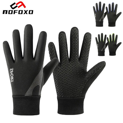 NOFOXO Winter Kids Warm Gloves Water-resistant Sports Gloves Thick Plush Lining Cold Weather Childrens Cycling Gloves Boys Girls