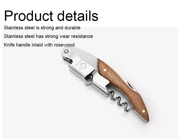 Stainless Steel Wine Corkscrew With Wood Handle - Smarsty
